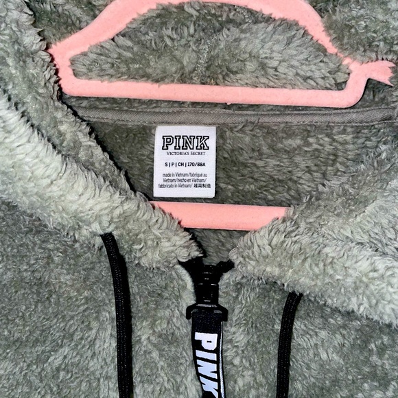 PINK fleece 1/4 zip pullover hoodie - women’s size small - Picture 2 of 2